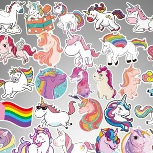 Unicorn stationary stickers large + note pad kawai